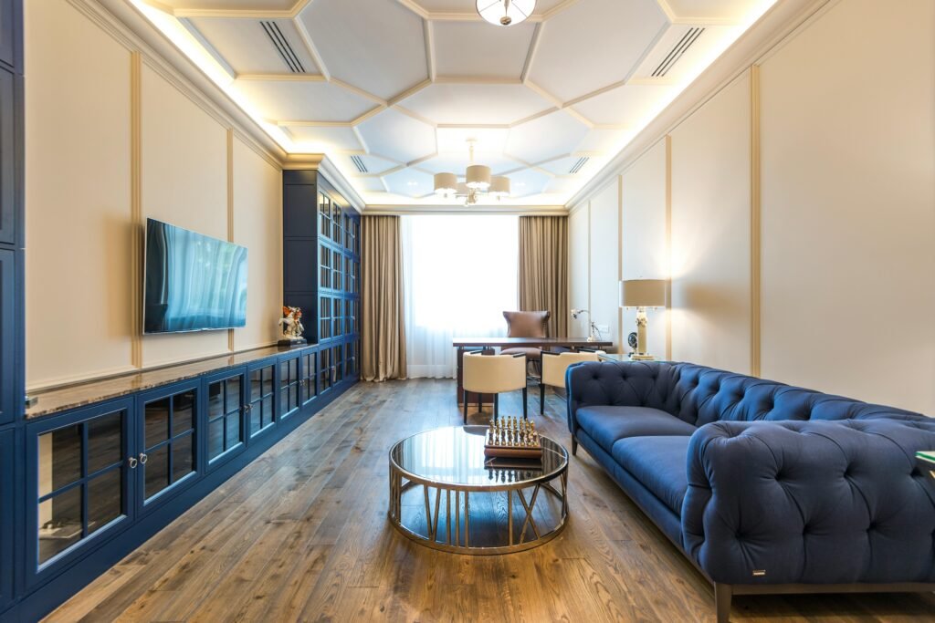 A stylish, minimalist home featuring curated Interior Furniture for a clean aesthetic.